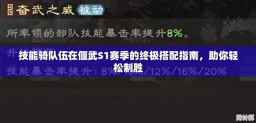 技能骑队伍在偃武S1赛季的终极搭配指南，助你轻松制胜