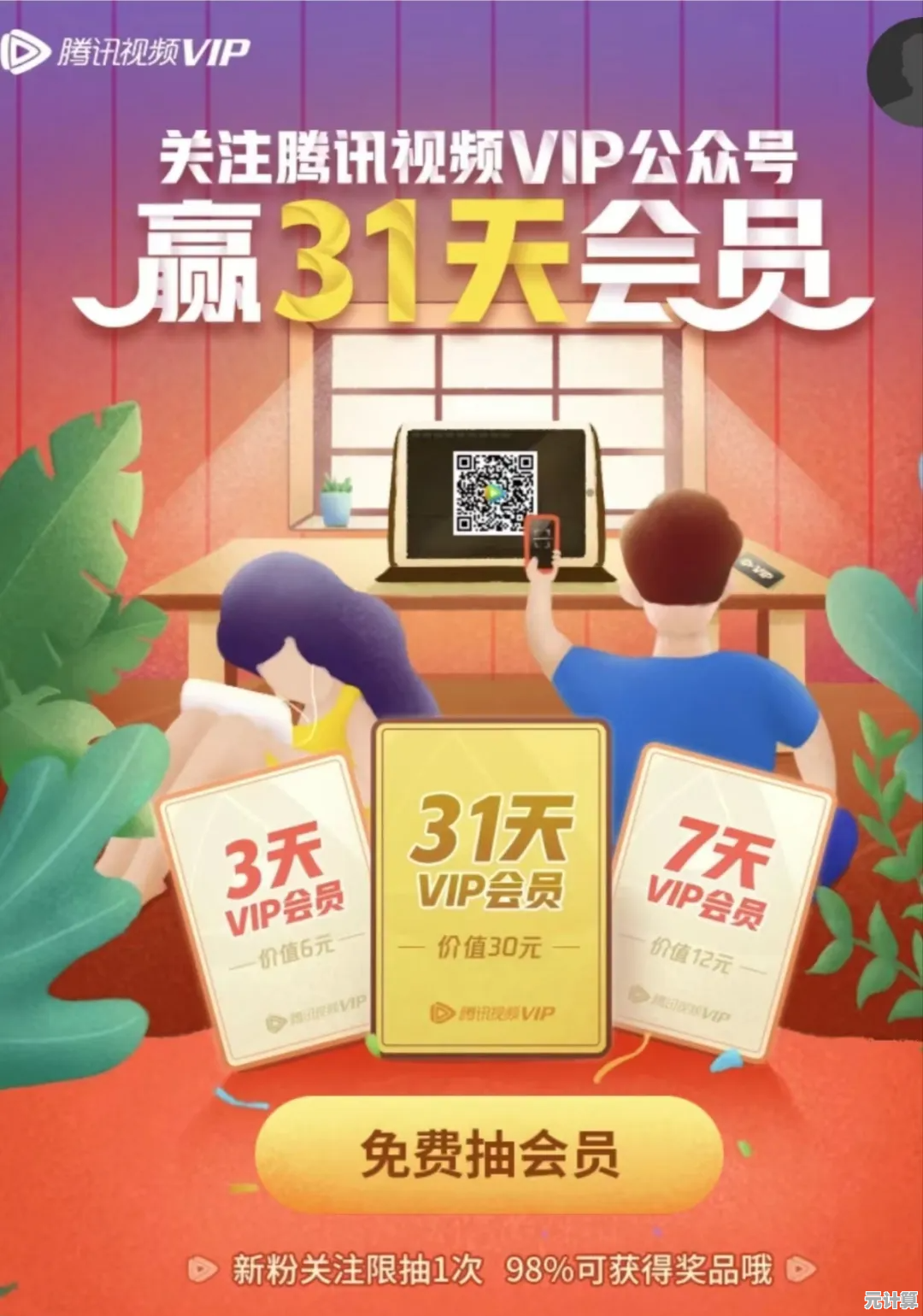 腾讯视频VIP会员免费领，畅享独家热门剧集无广告体验！